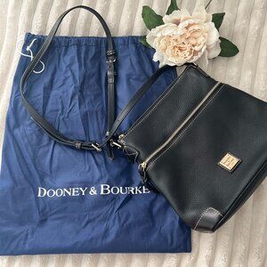 Used Dooney & Bourke Pebble Grain Leather Black Crossbody Bag, Gold Hardware